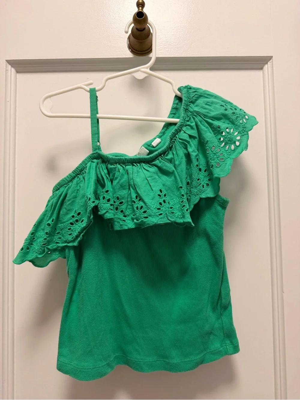 GAP Green One-Shoulder Eyelet Ruffle Tank
